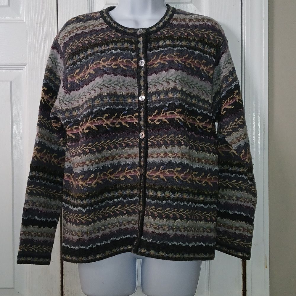 Talbots petites lambswool blend button down cardigan Sz PM NWOT